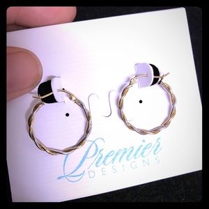 14k Gold and White Gold Twisted hoops